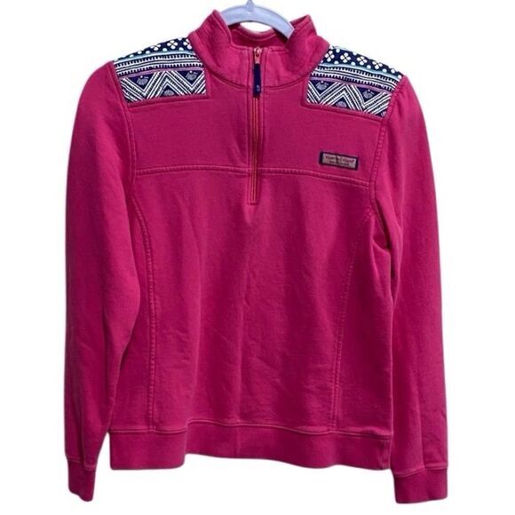 Vineyard Vines‎ | Size S Pink Tribal Print Shep Shirt – Cotton ¼ Zip Pullover - Picture 1 of 13